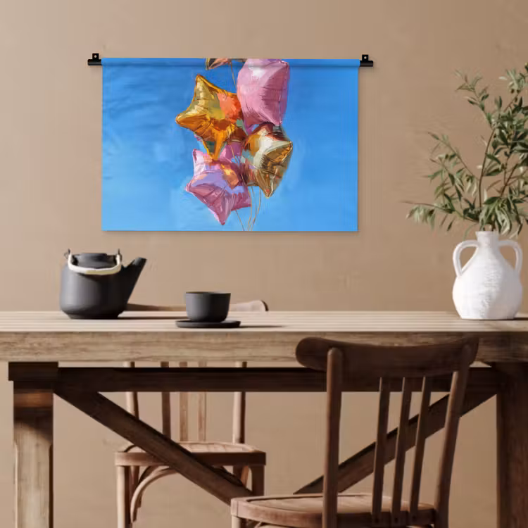 Ballonnen - Goud - Stervorm - Roze Wandkleed katoen klein -sfeer6