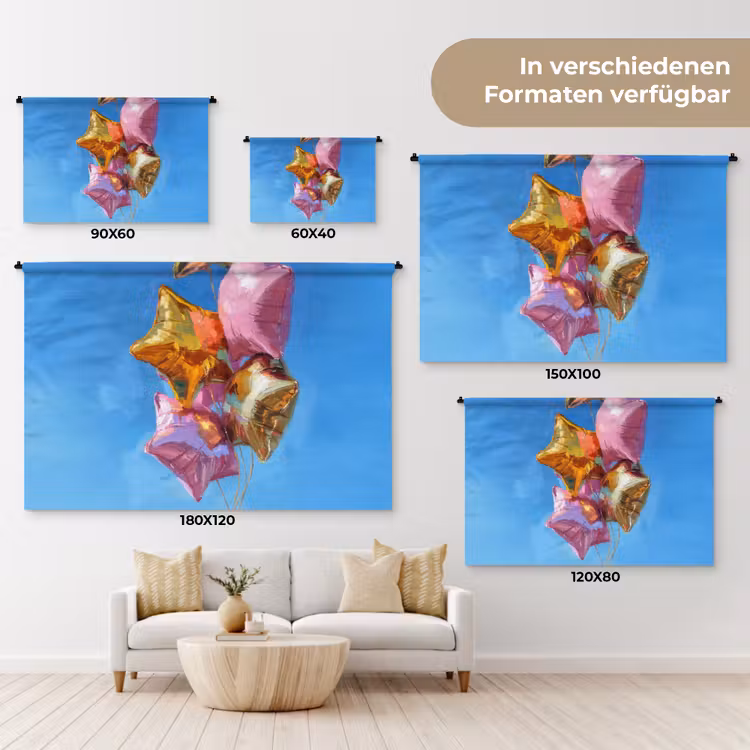 Ballonnen - Goud - Stervorm - Roze Wandkleed katoen klein -tsfeer8_DE