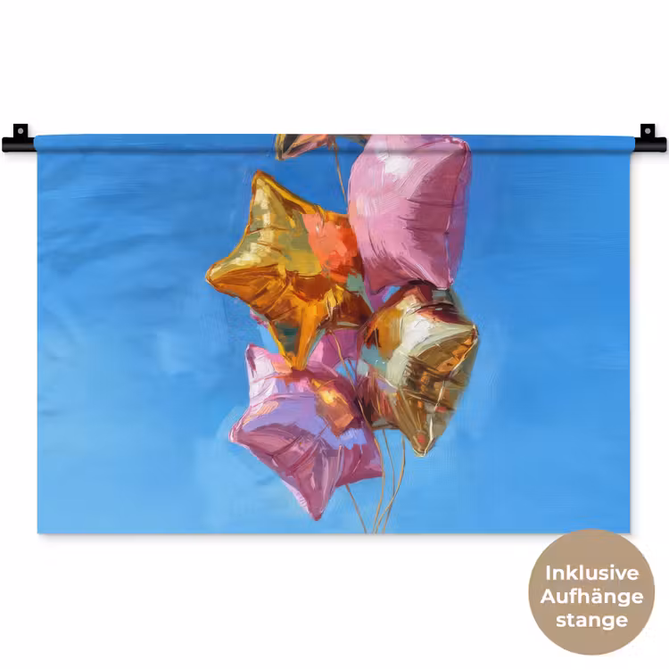Ballonnen - Goud - Stervorm - Roze Wandkleed katoen klein -t3d_DE