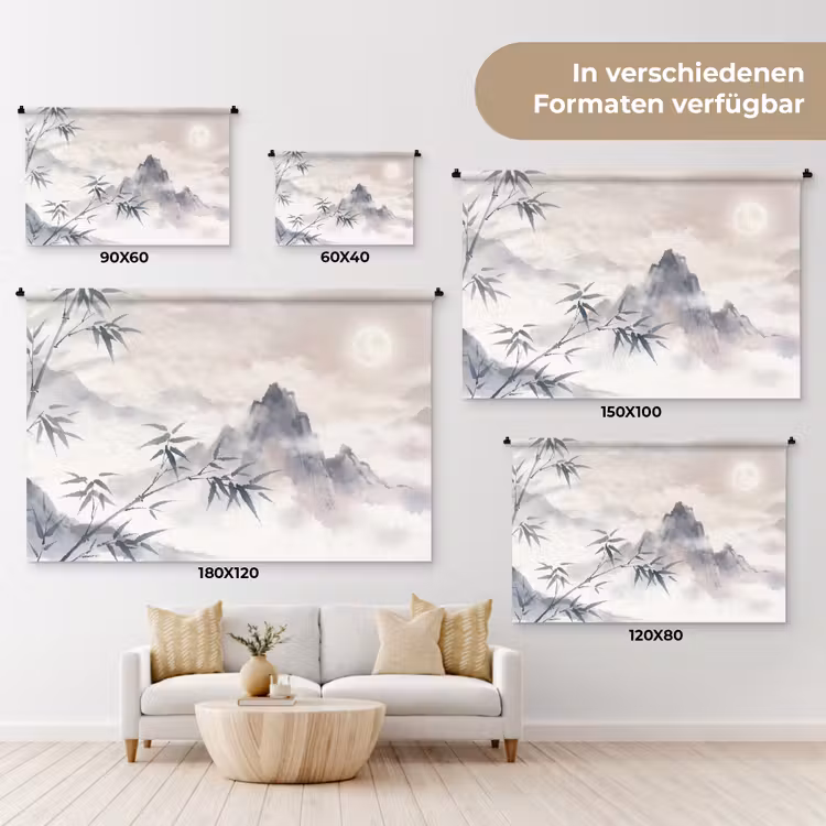 Bamboe - Azië - Grijs Wandkleed katoen klein -tsfeer8_DE