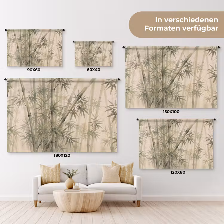 Bamboe - Bladeren - Aziatisch - Groen - Natuur Wandkleed katoen klein -tsfeer8_DE