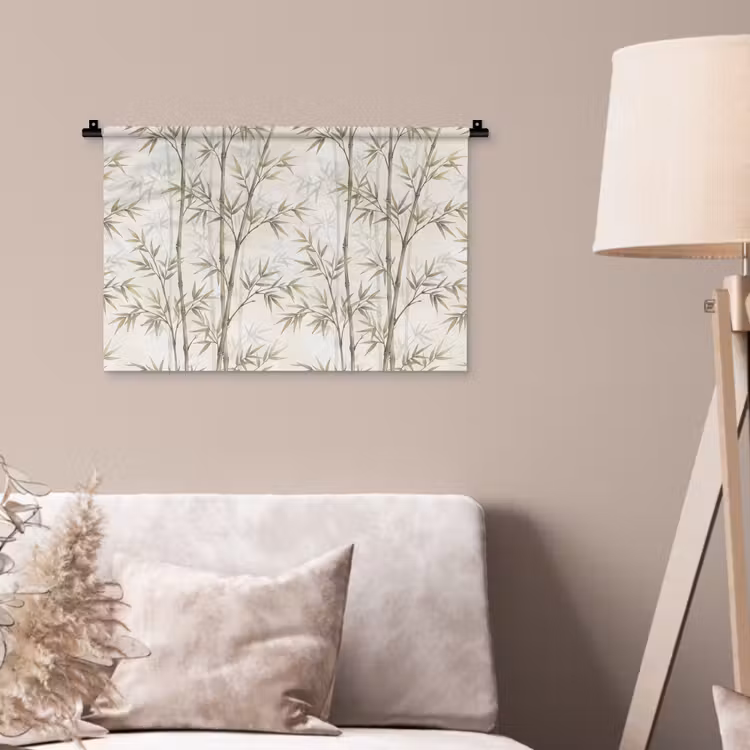 Bamboe - Bladeren - Natuur - Aquarel - Groen Wandkleed katoen klein -sfeer4