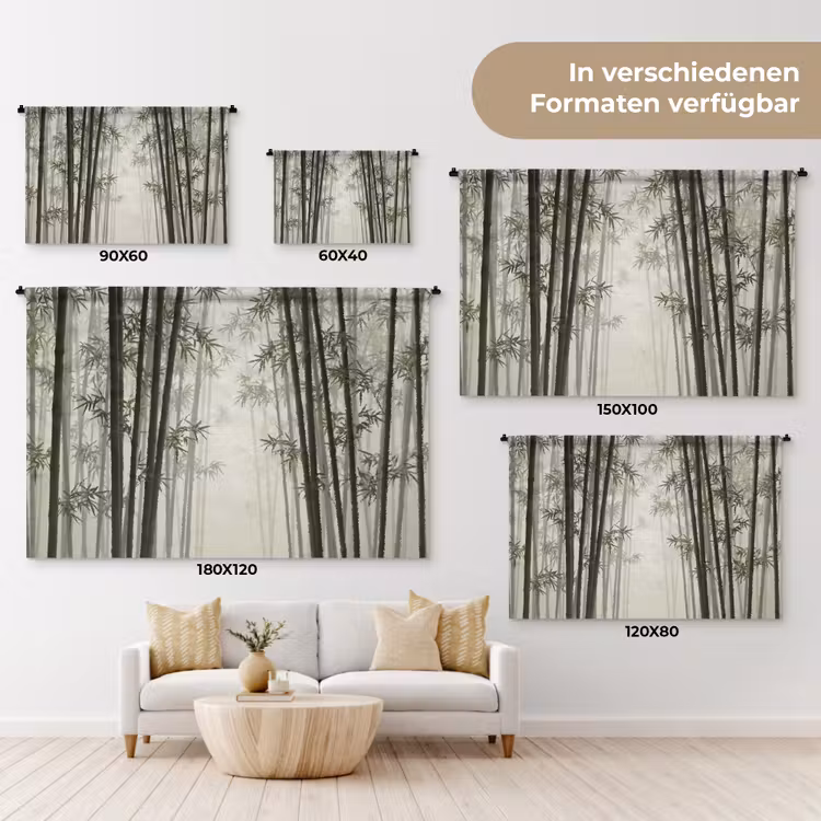 Bamboe - Bos - Mist - Natuur Wandkleed katoen klein -tsfeer8_DE
