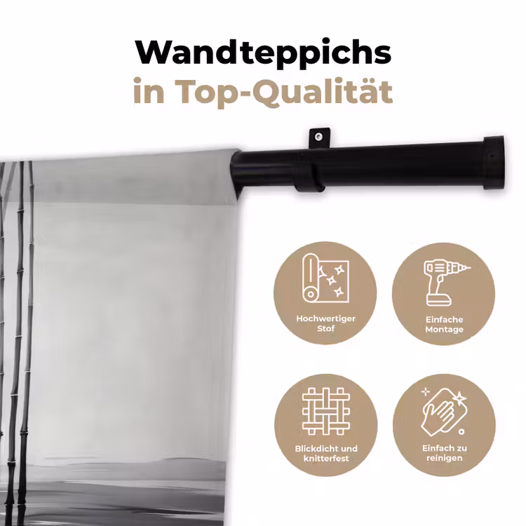 Bamboestammen - Water - Minimalistisch - Wit Wandkleed katoen klein -tsfeer2_DE