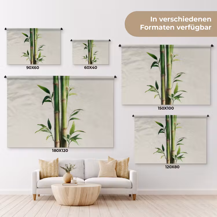 Bamboestengels - Sierlijk - Groen Wandkleed katoen klein -tsfeer8_DE