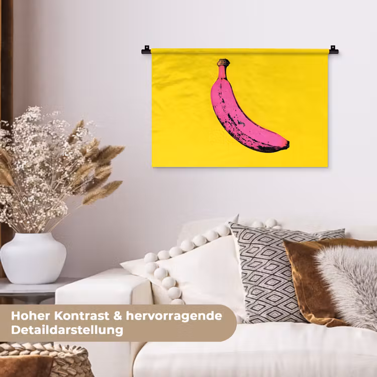 Banaan - Grafisch - Geel Wandkleed katoen klein -tsfeer1_DE