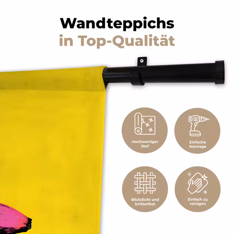 Banaan - Grafisch - Geel Wandkleed katoen klein -tsfeer2_DE