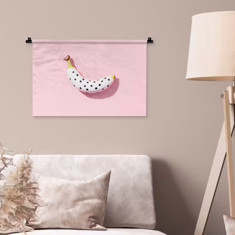 Banaan - Stippen - roze Wandkleed katoen klein -sfeer4