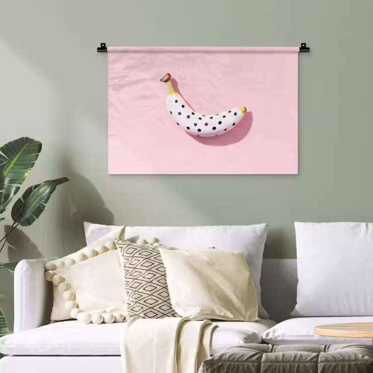 Banaan - Stippen - roze Wandkleed katoen klein -sfeer7