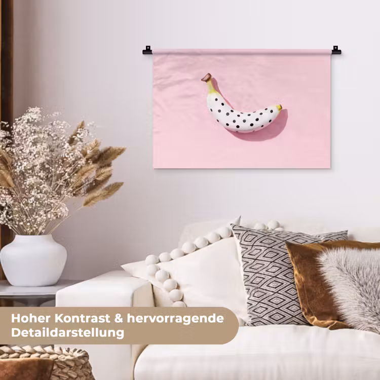 Banaan - Stippen - roze Wandkleed katoen klein -tsfeer1_DE