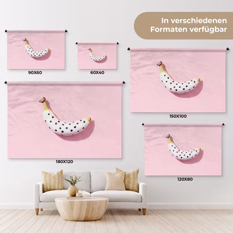 Banaan - Stippen - roze Wandkleed katoen klein -tsfeer8_DE