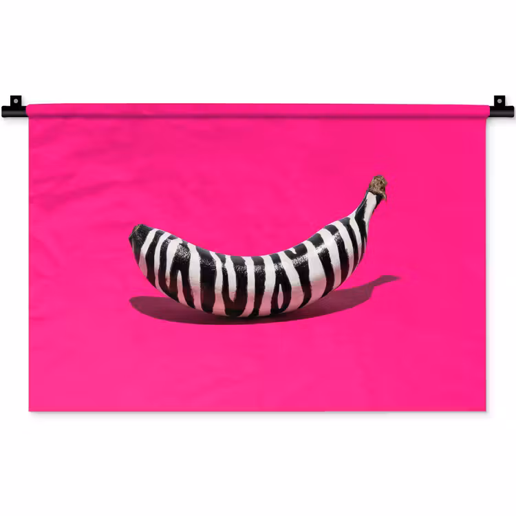Banaan - Zebraprint - Roze Wandkleed katoen klein -zz3d