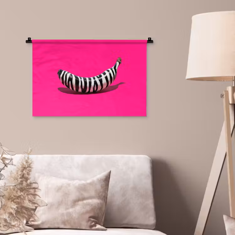 Banaan - Zebraprint - Roze Wandkleed katoen klein -sfeer4