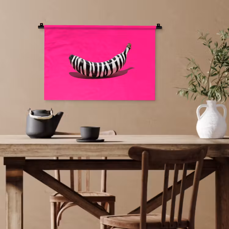 Banaan - Zebraprint - Roze Wandkleed katoen klein -sfeer6
