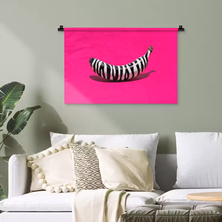 Banaan - Zebraprint - Roze Wandkleed katoen klein -sfeer7