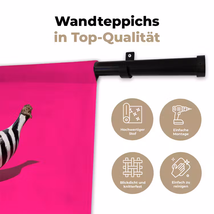 Banaan - Zebraprint - Roze Wandkleed katoen klein -tsfeer2_DE