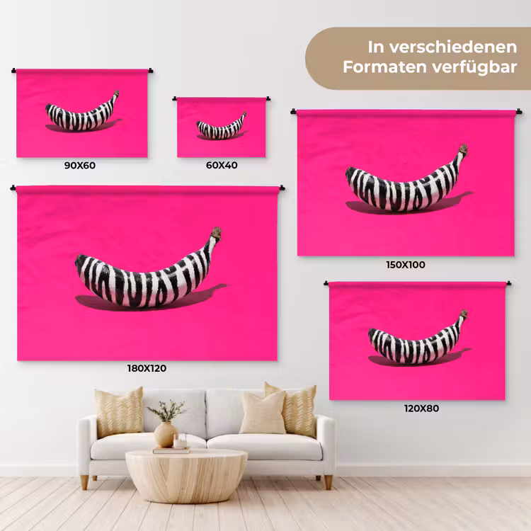 Banaan - Zebraprint - Roze Wandkleed katoen klein -tsfeer8_DE
