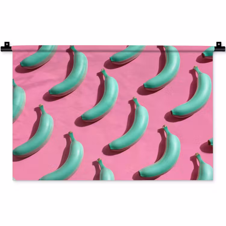 Bananen - Patroon - Blauw - Roze Wandkleed katoen klein -zz3d