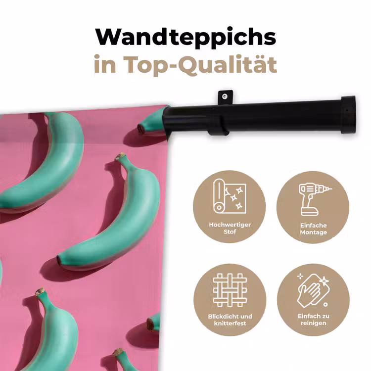 Bananen - Patroon - Blauw - Roze Wandkleed katoen klein -tsfeer2_DE