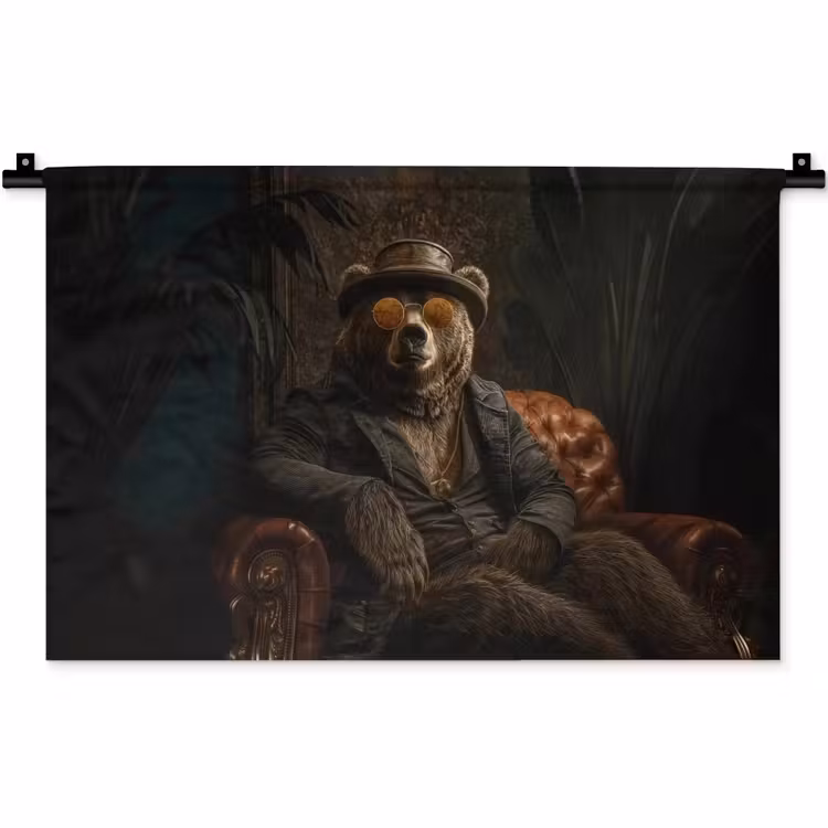 Beer - Bruin - Pak - Hoed Wandkleed katoen klein -zz3d