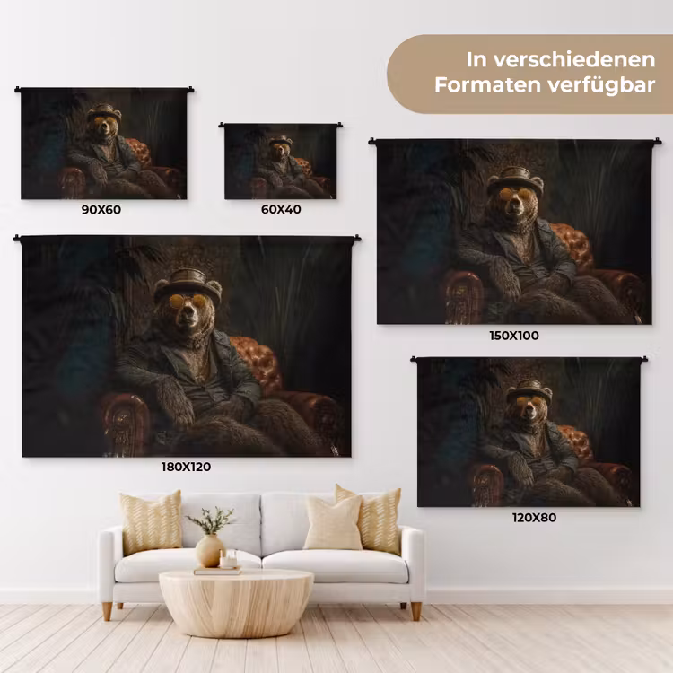 Beer - Bruin - Pak - Hoed Wandkleed katoen klein -tsfeer8_DE