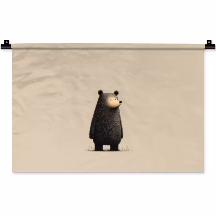 Beer - Donkerbruin - Minimalistisch Wandkleed katoen klein -zz3d