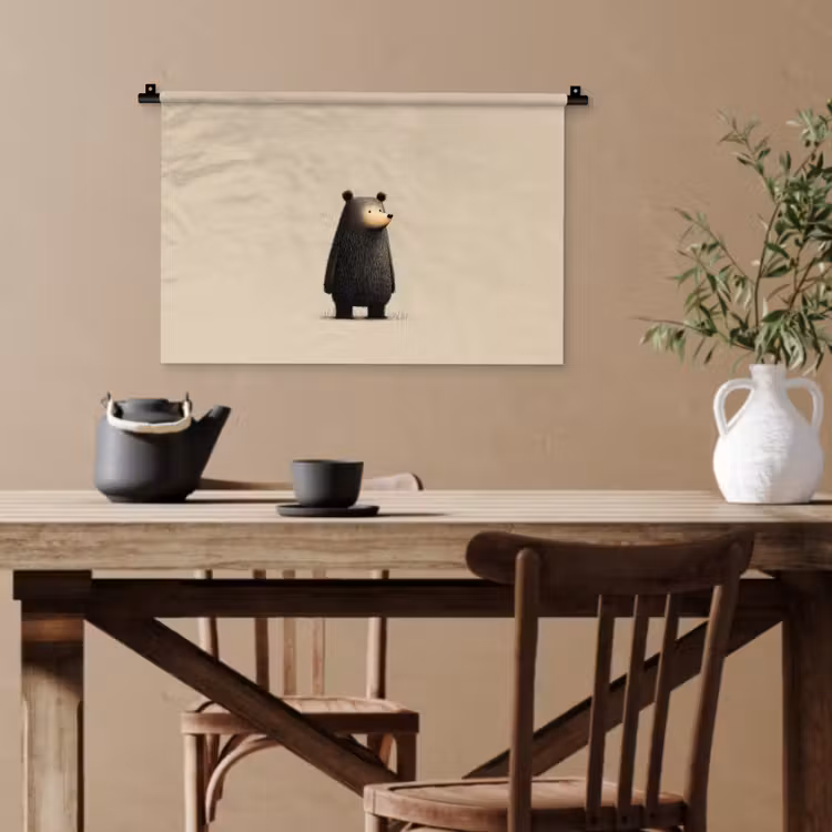 Beer - Donkerbruin - Minimalistisch Wandkleed katoen klein -sfeer6