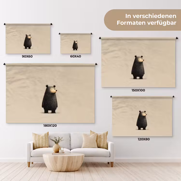 Beer - Donkerbruin - Minimalistisch Wandkleed katoen klein -tsfeer8_DE
