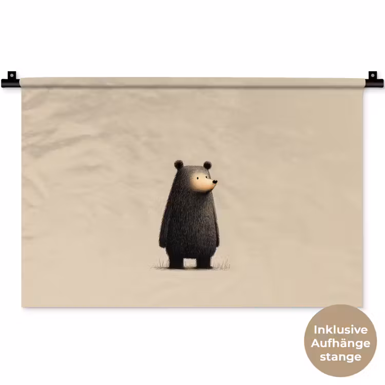 Beer - Donkerbruin - Minimalistisch Wandkleed katoen klein -t3d_DE