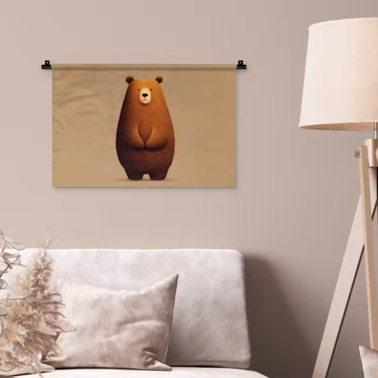 Beer - Minimalistisch - Bruin Wandkleed katoen klein -sfeer4