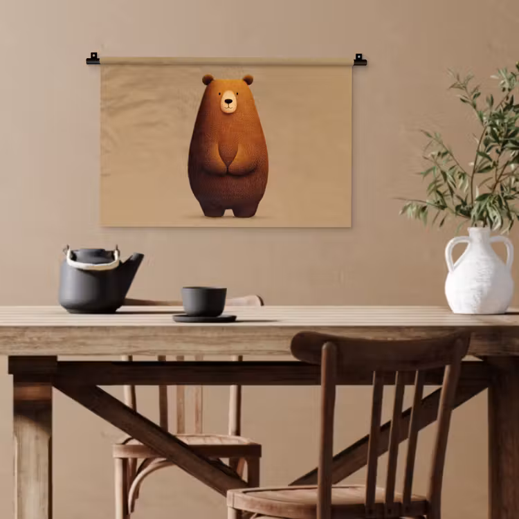 Beer - Minimalistisch - Bruin Wandkleed katoen klein -sfeer6