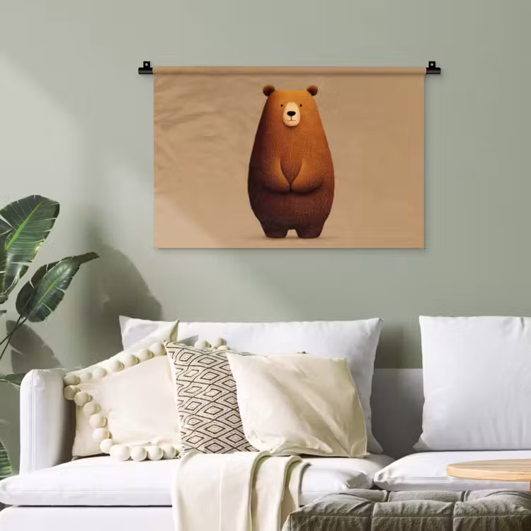 Beer - Minimalistisch - Bruin Wandkleed katoen klein -sfeer7