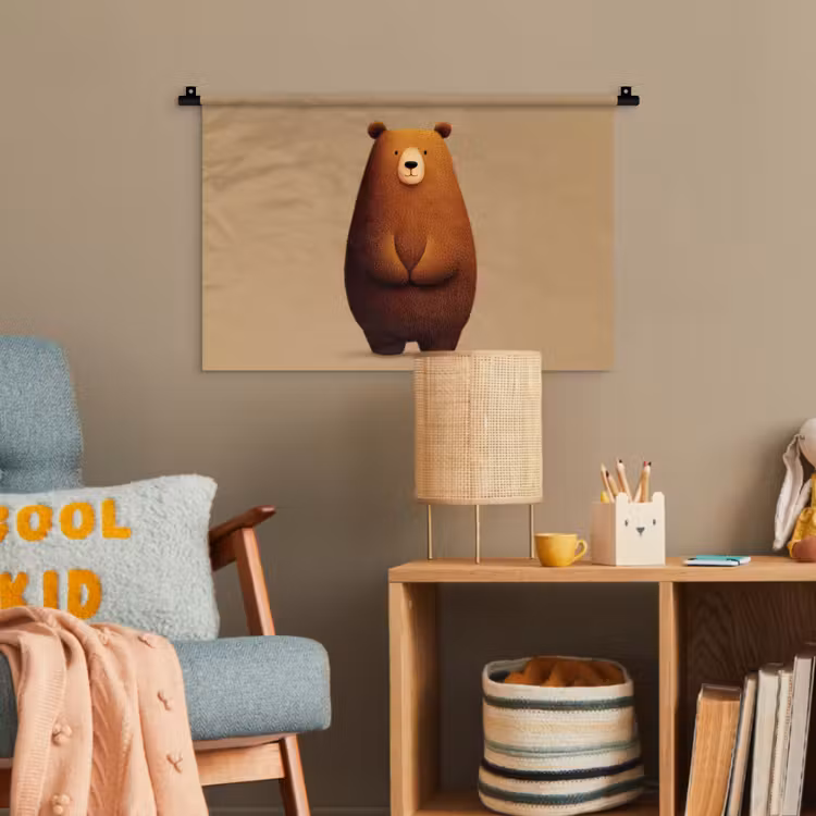 Beer - Minimalistisch - Bruin Wandkleed katoen klein -wsfeer4_kind