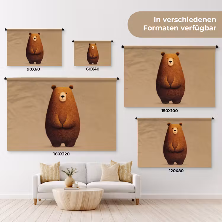 Beer - Minimalistisch - Bruin Wandkleed katoen klein -tsfeer8_DE