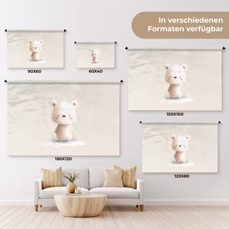 Beertje - Sneeuwvlokje - Wit - Pluizig Wandkleed katoen klein -tsfeer8_DE