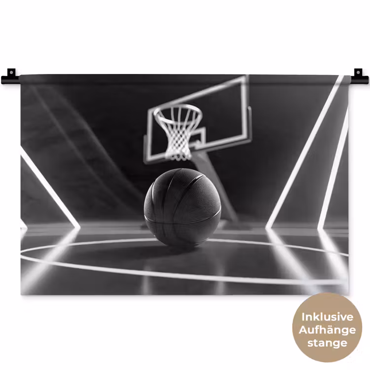 Basketbal - Basketbalveld - Lichtlijnen Wandkleed katoen klein -t3d_DE