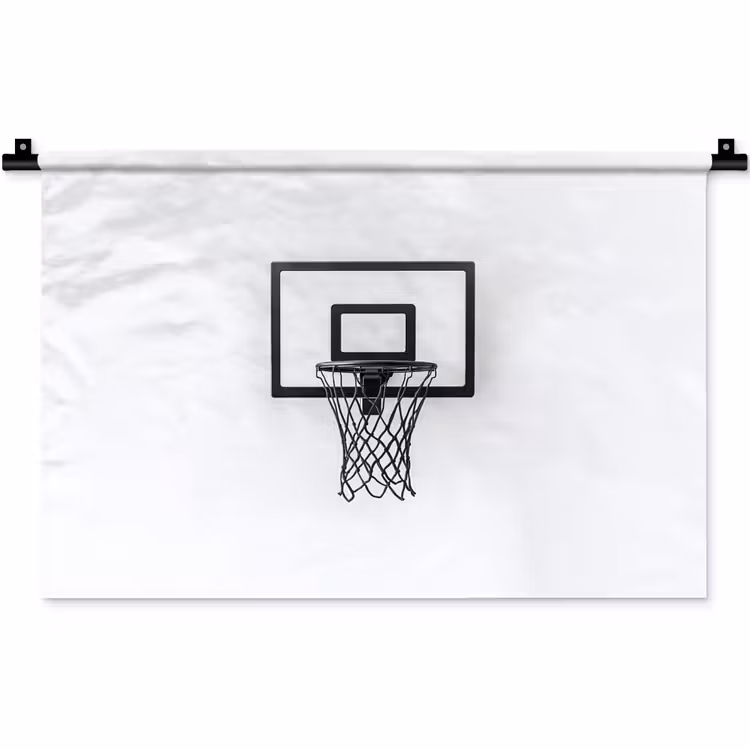 Basketbalbord - Minimalistisch - Zwart Wandkleed katoen klein -zz3d