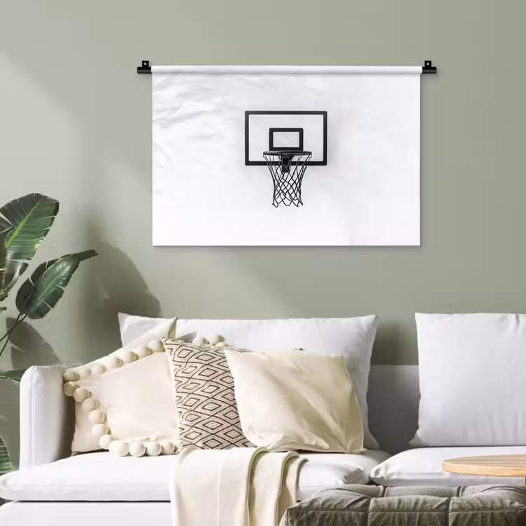 Basketbalbord - Minimalistisch - Zwart Wandkleed katoen klein -sfeer7