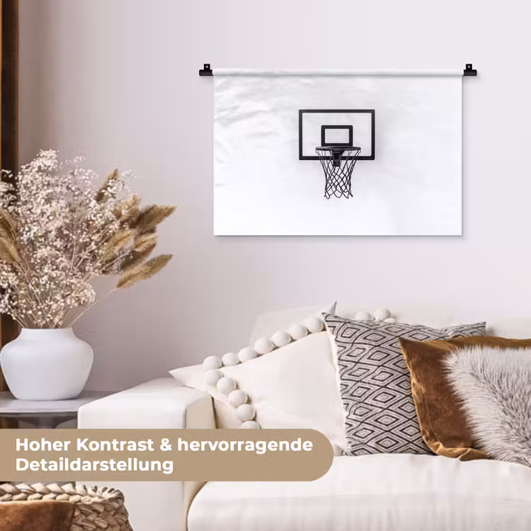 Basketbalbord - Minimalistisch - Zwart Wandkleed katoen klein -tsfeer1_DE