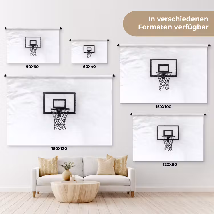 Basketbalbord - Minimalistisch - Zwart Wandkleed katoen klein -tsfeer8_DE