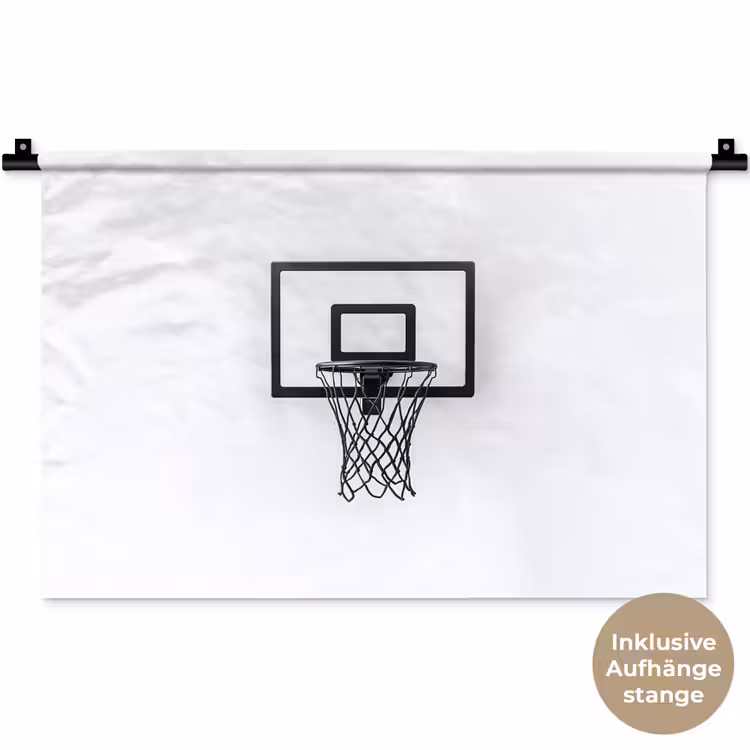 Basketbalbord - Minimalistisch - Zwart Wandkleed katoen klein -t3d_DE