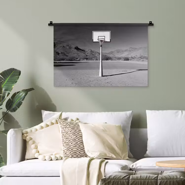 Basketbalpaal - Landschap - Zand - Wit Wandkleed katoen klein -sfeer7