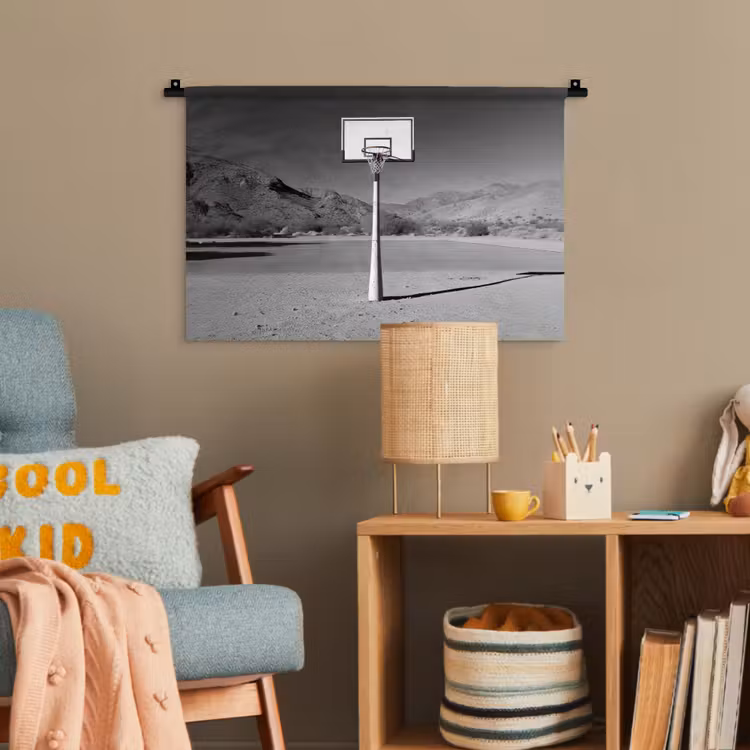 Basketbalpaal - Landschap - Zand - Wit Wandkleed katoen klein -wsfeer4_kind