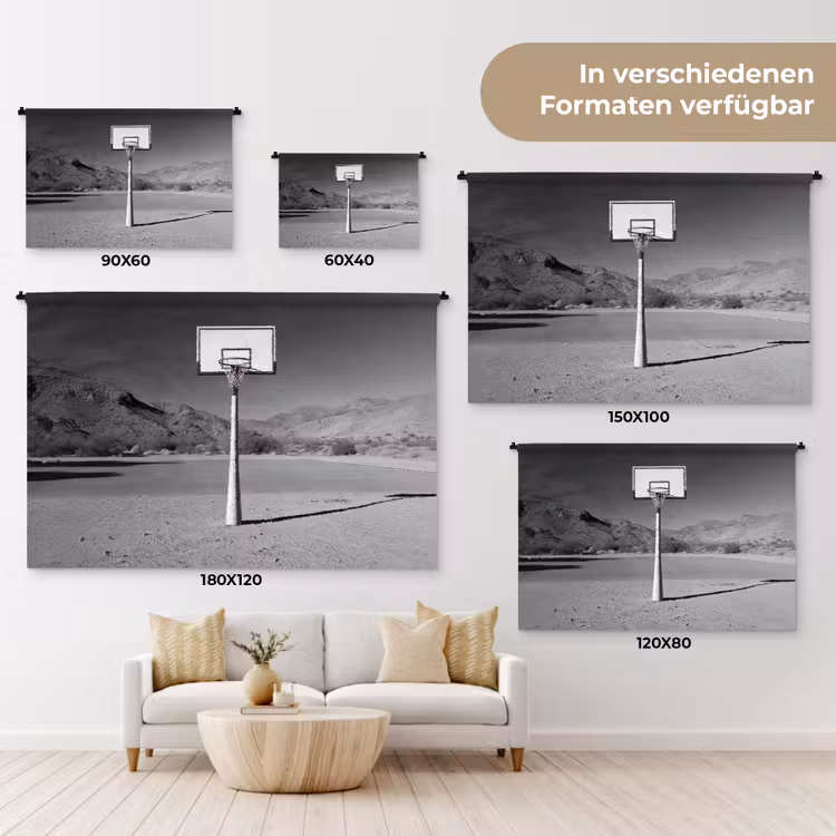 Basketbalpaal - Landschap - Zand - Wit Wandkleed katoen klein -tsfeer8_DE