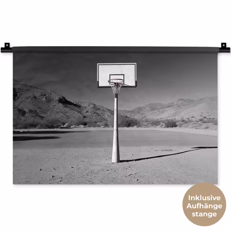 Basketbalpaal - Landschap - Zand - Wit Wandkleed katoen klein -t3d_DE