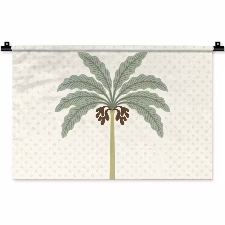 Boom - Bladeren - Groen - Decoratief - Beige Wandkleed katoen klein -zz3d