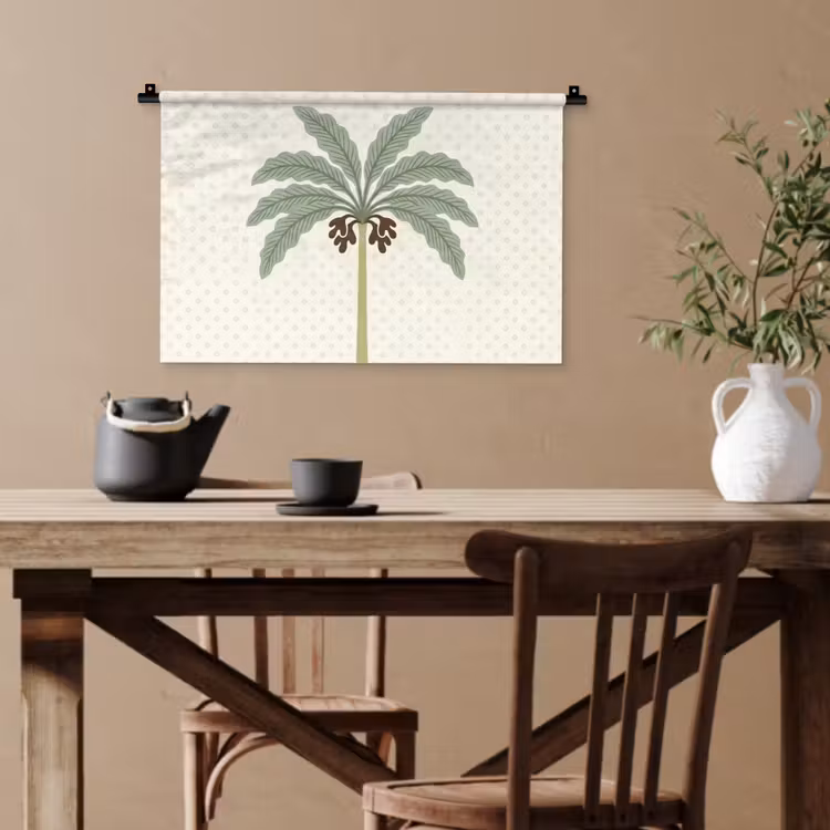 Boom - Bladeren - Groen - Decoratief - Beige Wandkleed katoen klein -sfeer6