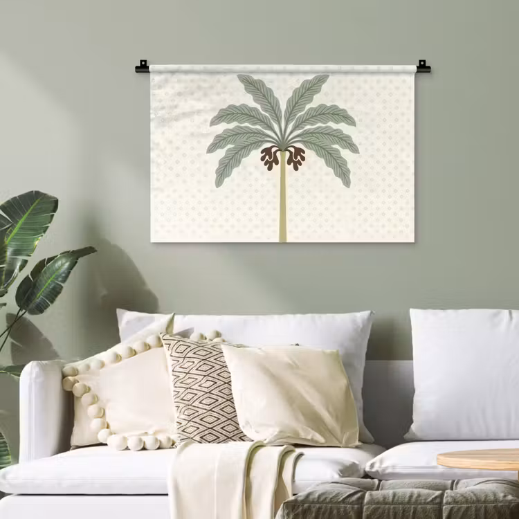 Boom - Bladeren - Groen - Decoratief - Beige Wandkleed katoen klein -sfeer7