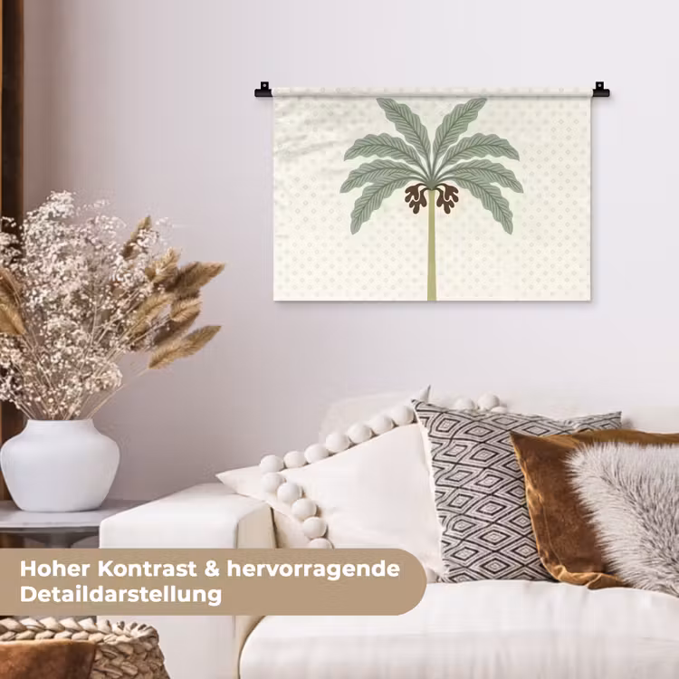 Boom - Bladeren - Groen - Decoratief - Beige Wandkleed katoen klein -tsfeer1_DE