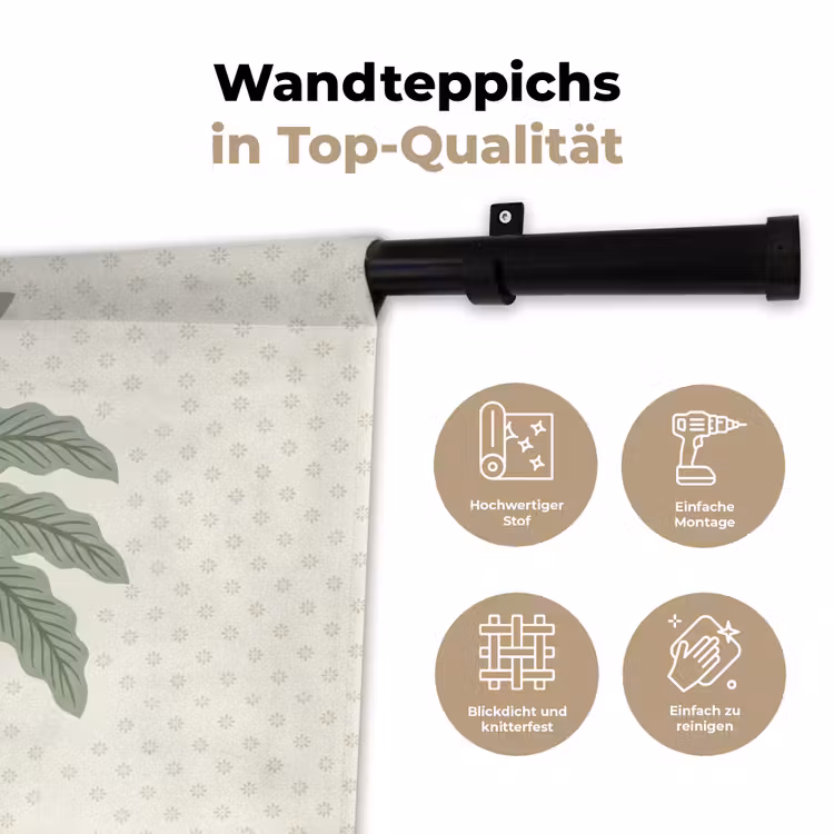 Boom - Bladeren - Groen - Decoratief - Beige Wandkleed katoen klein -tsfeer2_DE